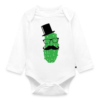 Mr. Cucumber Pickle Troop Sir Mister Dill with it 1c - Organic Longsleeve Baby Bodysuit - white - Front