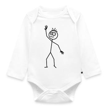 Happy Stick Figure - Baby Bio-Langarm-Body - Weiß - Vorne