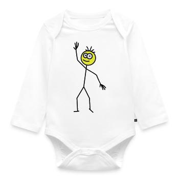 Happy Stick Figure - Baby Bio-Langarm-Body - Weiß - Vorne
