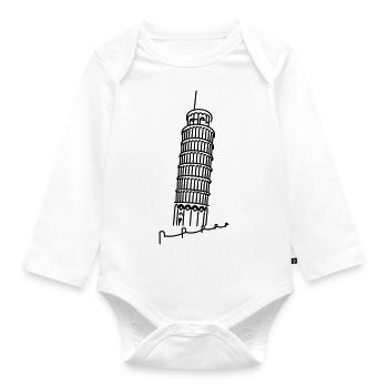 Schiefe Turm von Pisa / Leaning Tower of Pisa (1c) - Organic Longsleeve Baby Bodysuit - white - Front