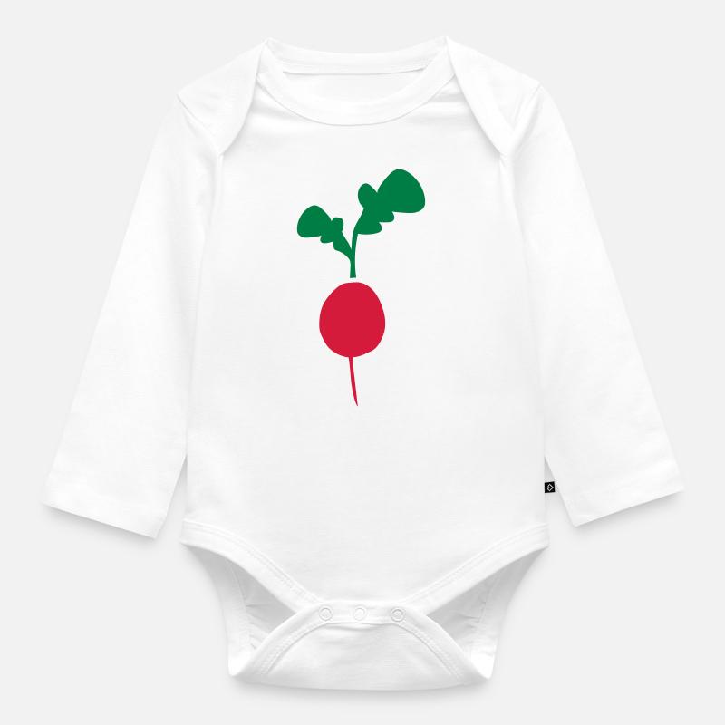 radis - Body Bébé bio manches longues - blanc