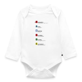 xABCDE german version - Organic Longsleeve Baby Bodysuit - white - Front