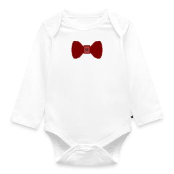 Fliege - rot - Baby Bio-Langarm-Body - Weiß - Vorne