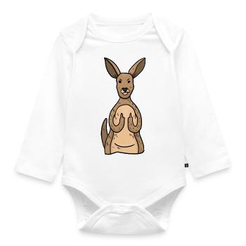 Sweet Kangaroo Shows Middle Finger Funny Gift - Organic Longsleeve Baby Bodysuit - white - Front