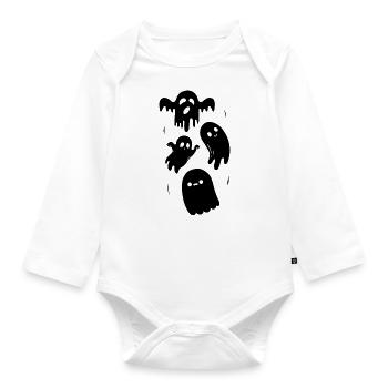 lustiger Geist - Spuk Geisterstunde Grusel - Baby Bio-Langarm-Body - Weiß - Vorne