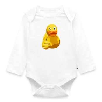 Canard - Canard - Pouce levé - Body Bébé bio manches longues - blanc - Devant