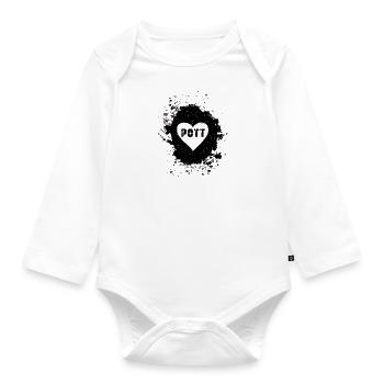 pott, herz graffiti ,schwarz,love,ruhrgebiet - Baby Bio-Langarm-Body - Weiß - Vorne