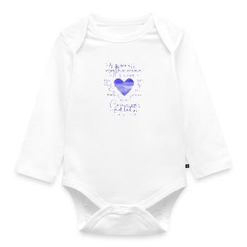 blue, heart, graffiti, blue, writing, drawing - Organic Longsleeve Baby Bodysuit - white - Front