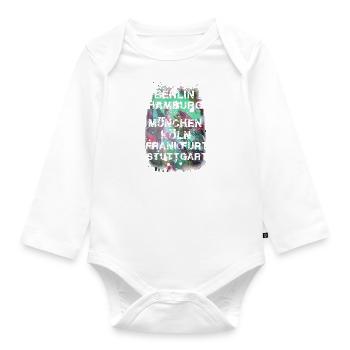 cities,colorful,berlin,cologne,hamburg,graffiti,german - Organic Longsleeve Baby Bodysuit - white - Front