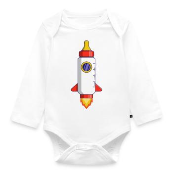 Milk rocket for parents, baby and children - Organic Longsleeve Baby Bodysuit - white - Front