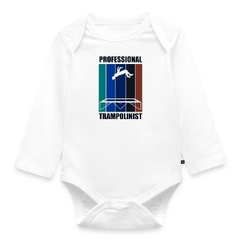 Hobby Trampoline Jumper Ironic Saying Trampolinist - Organic Longsleeve Baby Bodysuit - white - Front