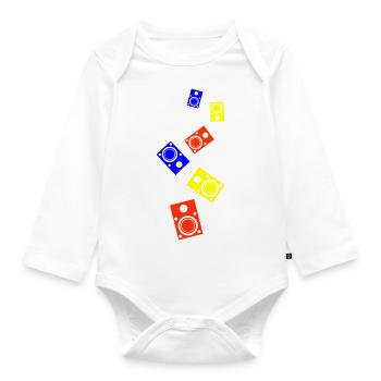 Speakers music symbol - Organic Longsleeve Baby Bodysuit - white - Front