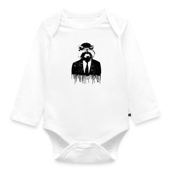 raton laveur, ours, graffiti, peinture, costume - Body Bébé bio manches longues - blanc - Devant