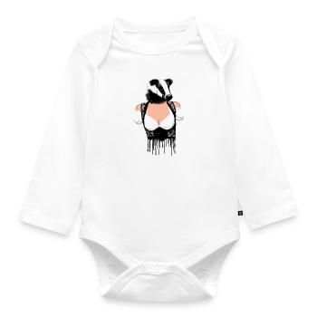 badger, dirndl, skunk, folk festival - Organic Longsleeve Baby Bodysuit - white - Front