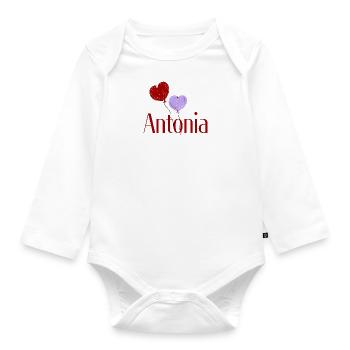 Antonia rot - Baby Bio-Langarm-Body - Weiß - Vorne