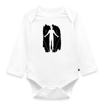 Fitness Sport Ausdauer Workout - Baby Bio-Langarm-Body - Weiß - Vorne