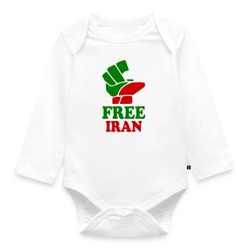 Free iran - Baby Bio-Langarm-Body - Weiß - Vorne