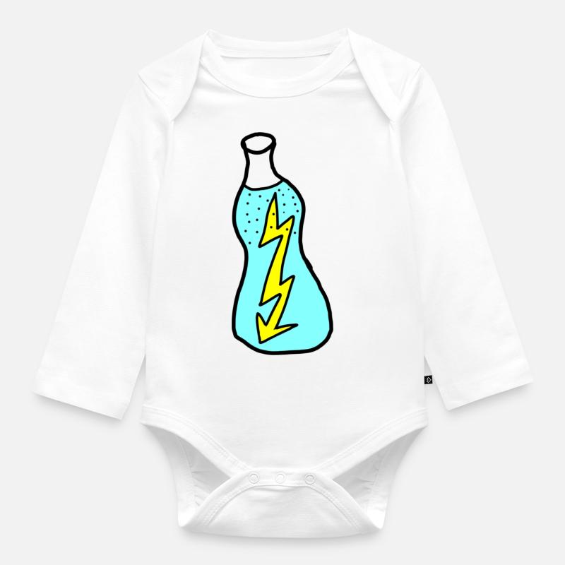 Bouteille Lightning - Body Bébé bio manches longues - blanc