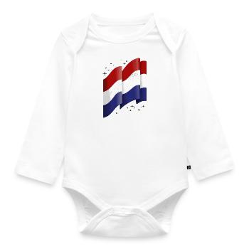 Niederlande Flagge Holland Niederländische Fahne - Baby Bio-Langarm-Body - Weiß - Vorne