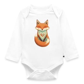 Fox Forest Animaux Amour Coeur Nature Animal Enfant Bébé - Body Bébé bio manches longues - blanc - Devant
