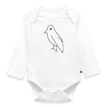 Süßes puristisches Papageien-Design, Silhouette - Baby Bio-Langarm-Body - Weiß - Vorne