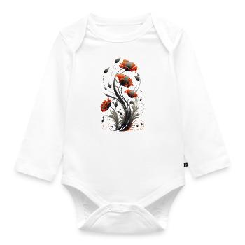 Mohnblume, Mohn, Klatschmohn, Blume, Garten, Natur - Baby Bio-Langarm-Body - Weiß - Vorne