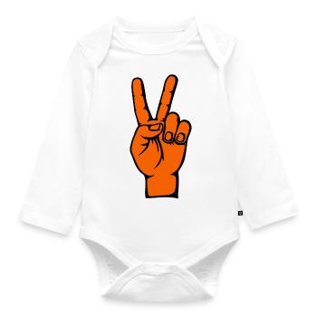 Helloween Peace Victory Symbol - Organic Longsleeve Baby Bodysuit - white - Front
