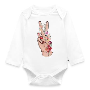 Blumige Hoffnung - Baby Bio-Langarm-Body - Weiß - Vorne
