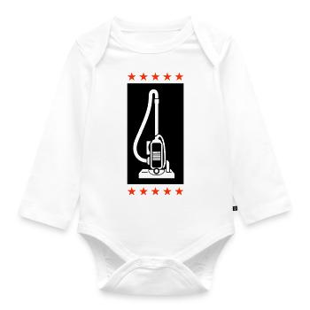 Staubsauger Putzen - Baby Bio-Langarm-Body - Weiß - Vorne