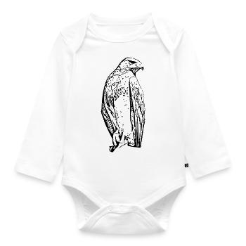 Falken Vogel Vögel - Baby Bio-Langarm-Body - Weiß - Vorne