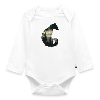 Marder Tier Wald Natur - Baby Bio-Langarm-Body - Weiß - Vorne