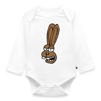 Bunny Rabbit Bunny Cartoon Silly Bunny Teeth - Organic Longsleeve Baby Bodysuit - white - Front