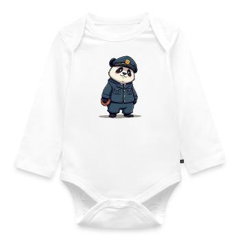 Officer Paws: Panda Police Squad - Baby Bio-Langarm-Body - Weiß - Vorne