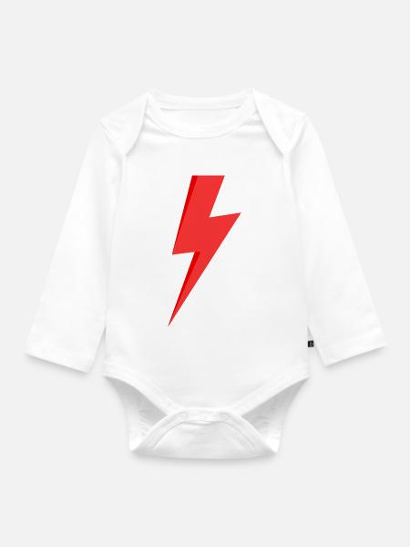 Roter Blitz - Baby Bio-Langarm-Body - Weiß