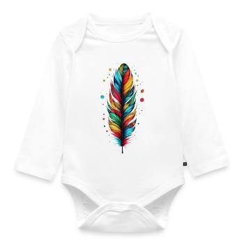 Feder - Baby Bio-Langarm-Body - Weiß - Vorne