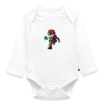 Cool Laser Tag Pro Illustration & Action Graphic - Organic Longsleeve Baby Bodysuit - white - Front
