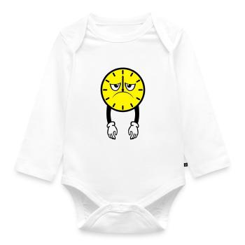 clock clock hour deprime fatigue br - Organic Longsleeve Baby Bodysuit - white - Front