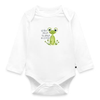 "Sei kein Frosch, sei lieber du selbst!" - Baby Bio-Langarm-Body - Weiß - Vorne
