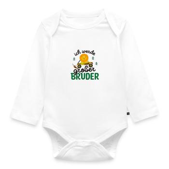 Großer Bruder 2023 Traktor - Baby Bio-Langarm-Body - Weiß - Vorne