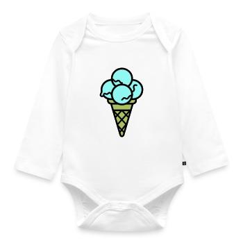 Eicreme Eis Lecker - Baby Bio-Langarm-Body - Weiß - Vorne