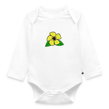Tropical flower - Organic Longsleeve Baby Bodysuit - white - Front