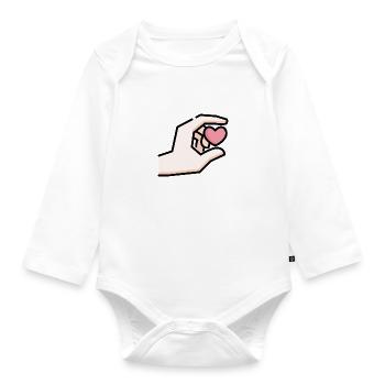 Hand with heart gift idea - Organic Longsleeve Baby Bodysuit - white - Front