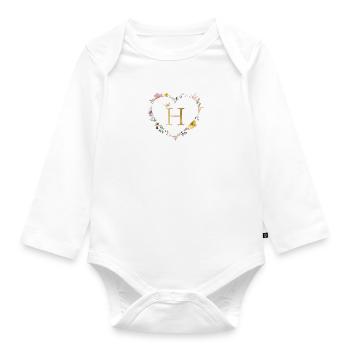 Letter H, Monogram, Heart, Personalizable - Organic Longsleeve Baby Bodysuit - white - Front