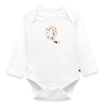 Buchstabe Q, Monogramm, Tiermuster - Baby Bio-Langarm-Body - Weiß - Vorne