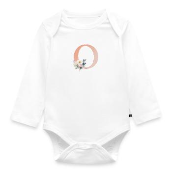 O Monogram, Floral, Boho - Organic Longsleeve Baby Bodysuit - white - Front