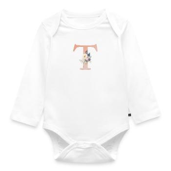 T monogramme, Floral, Boho - Body Bébé bio manches longues - blanc - Devant