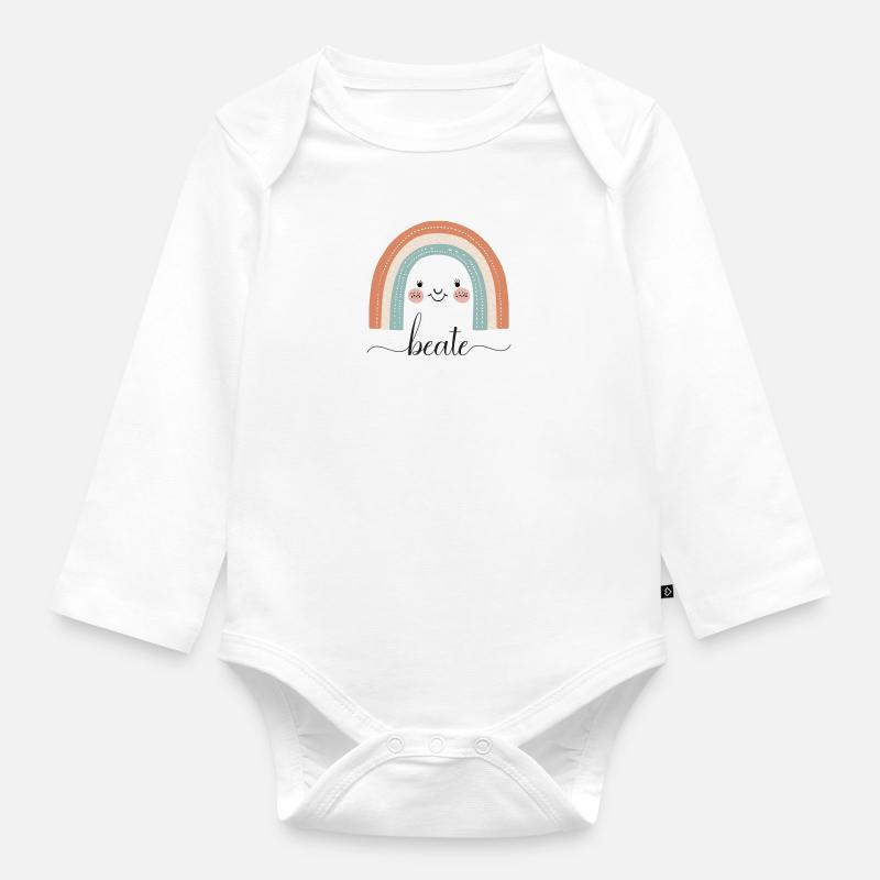 Beate ! Arc-en-ciel, personnalisable - Body Bébé bio manches longues - blanc