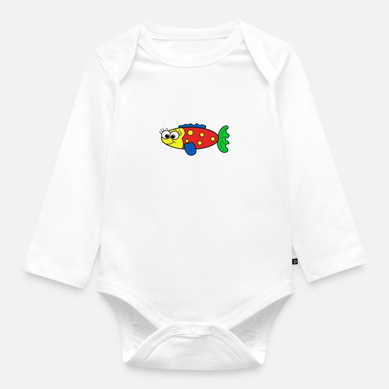 Fisch - Baby Bio-Langarm-Body - Weiß
