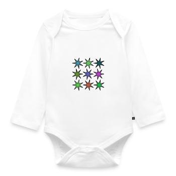STERN. STERNE. STERN. STERNE. FEST. JAHRESTAG - Baby Bio-Langarm-Body - Weiß - Vorne