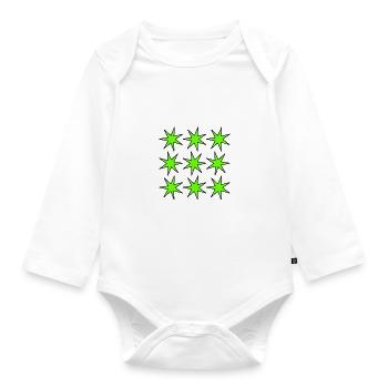 STERN. STERNE. STERN. STERNE. FEST. JAHRESTAG - Baby Bio-Langarm-Body - Weiß - Vorne